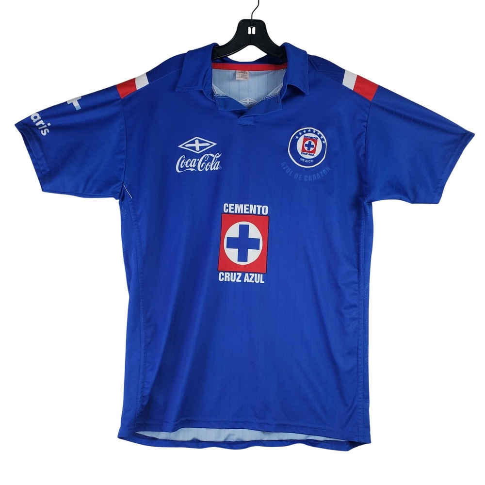 Vintage 2005 Cruz Azul Umbro Soccer Jersey Mens M Blue Coca-Cola Tecate Futbol